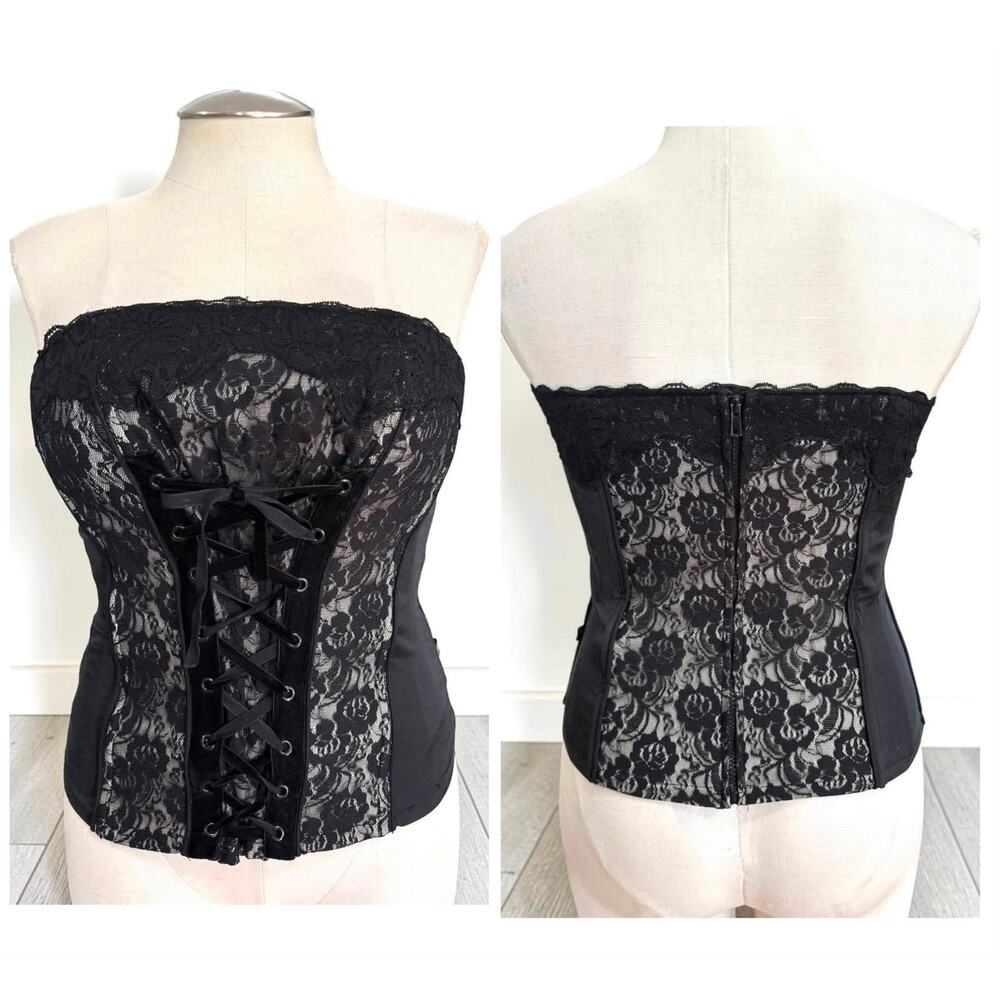 Hot Topic Tripp NYC XXL Black Lace Up Strapless Sexy Corset Bustier Top Gothic